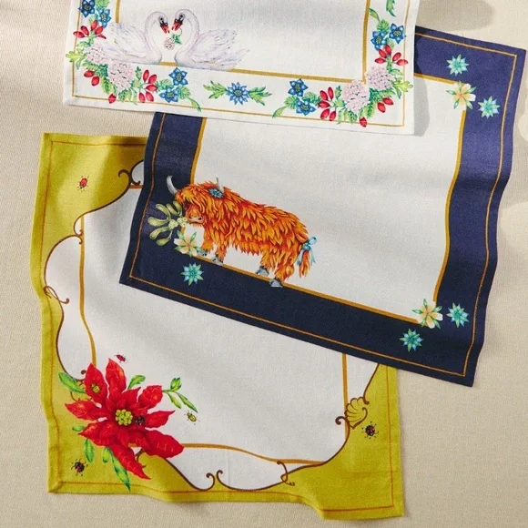 2023 Lou Rota twelve Days of Christmas napkin set of 12 - Picture 13 of 14